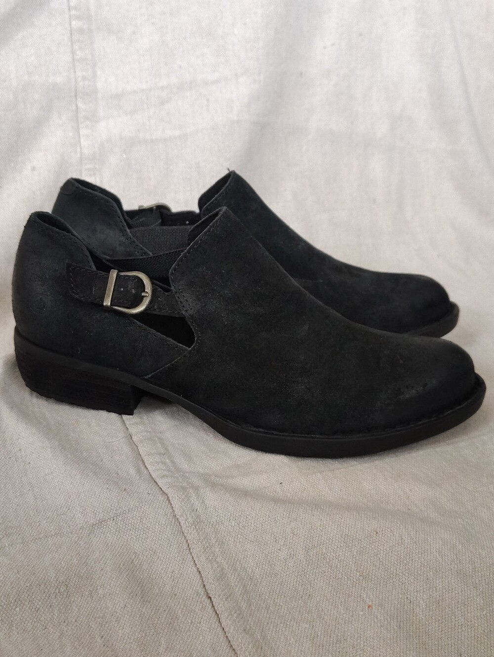 Born Nolina Leather Ankle Buckle Bootie Womens 8 Black